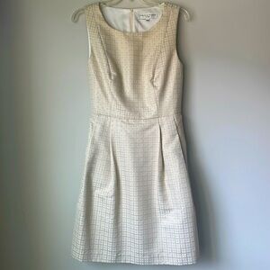 Trina Turk Ivory and Gold mid length dress